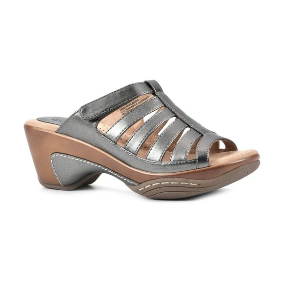 White Mountain Womens Valencia Caged Wedge Sandals Pewter Size 7 MSRP $69 - Picture 1 of 5